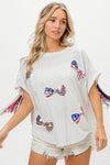 American Flag Sequin Ribbon T-Shirt-Reef Love
