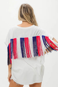 American Flag Sequin Ribbon T-Shirt-Reef Love