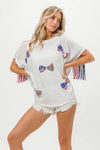 American Flag Sequin Ribbon T-Shirt-Reef Love