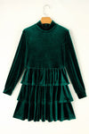Amy Velvet High Neck Tiered Ruffle Dress-