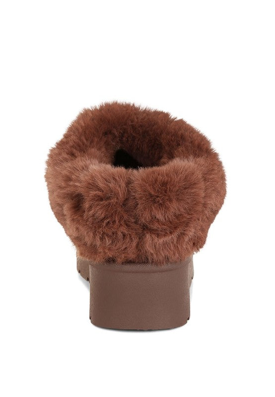 Aniso Faux Fur Slip On Snow Boots-Aniso faux fur slip-on snow boots with cushioned insoles and lug soles. Cozy, stylish winter boots perfect for cold-weather outfits and winter vacation wear.