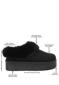 Aniso Faux Fur Slip On Snow Boots-Aniso faux fur slip-on snow boots with cushioned insoles and lug soles. Cozy, stylish winter boots perfect for cold-weather outfits and winter vacation wear.