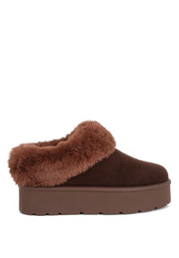 Aniso Faux Fur Slip On Snow Boots-Aniso faux fur slip-on snow boots with cushioned insoles and lug soles. Cozy, stylish winter boots perfect for cold-weather outfits and winter vacation wear.