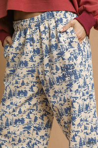 Après All Day Casual Sweatpants, Ecru & Blue-Après All Day Casual Sweatpants in Ecru & Blue - a stylish and comfortable option for a relaxed and laid-back look or weekend on the slopes.