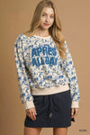 Après All Day Cropped Sweatshirt, Ecru & Blue-Après All Day Cropped Sweatshirt in Ecru & Blue, Après All Day cropped sweatshirt is a trendy and cozy piece for a casual look or a weekend on the slopes.