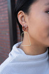 Shop Ariana Earrings - Rust-Ariana Earrings in rust pair earthy acrylic studs with gold trapezoid charms. Lightweight, hypoallergenic, and bold—perfect for everyday boho-chic styling.-available at Reef Love online boho-chic boutique