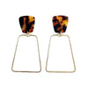 Shop Ariana Earrings - Tortoise-Bold tortoise statement earrings with gold trapezoid charms. Lightweight, hypoallergenic, and perfect for elevating everyday or night-out looks.-available at Reef Love online boho-chic boutique