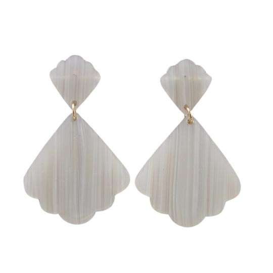 Shop Ariel Earrings - Seashell-Scalloped seashell acrylic earrings with hypoallergenic posts. Lightweight and beachy-chic—perfect for summer days, nights out, or mermaid-inspired style.-available at Reef Love online boho-chic boutique