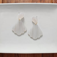 Shop Ariel Earrings - Seashell-Scalloped seashell acrylic earrings with hypoallergenic posts. Lightweight and beachy-chic—perfect for summer days, nights out, or mermaid-inspired style.-available at Reef Love online boho-chic boutique