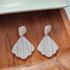 Shop Ariel Earrings - Seashell-Scalloped seashell acrylic earrings with hypoallergenic posts. Lightweight and beachy-chic—perfect for summer days, nights out, or mermaid-inspired style.-available at Reef Love online boho-chic boutique