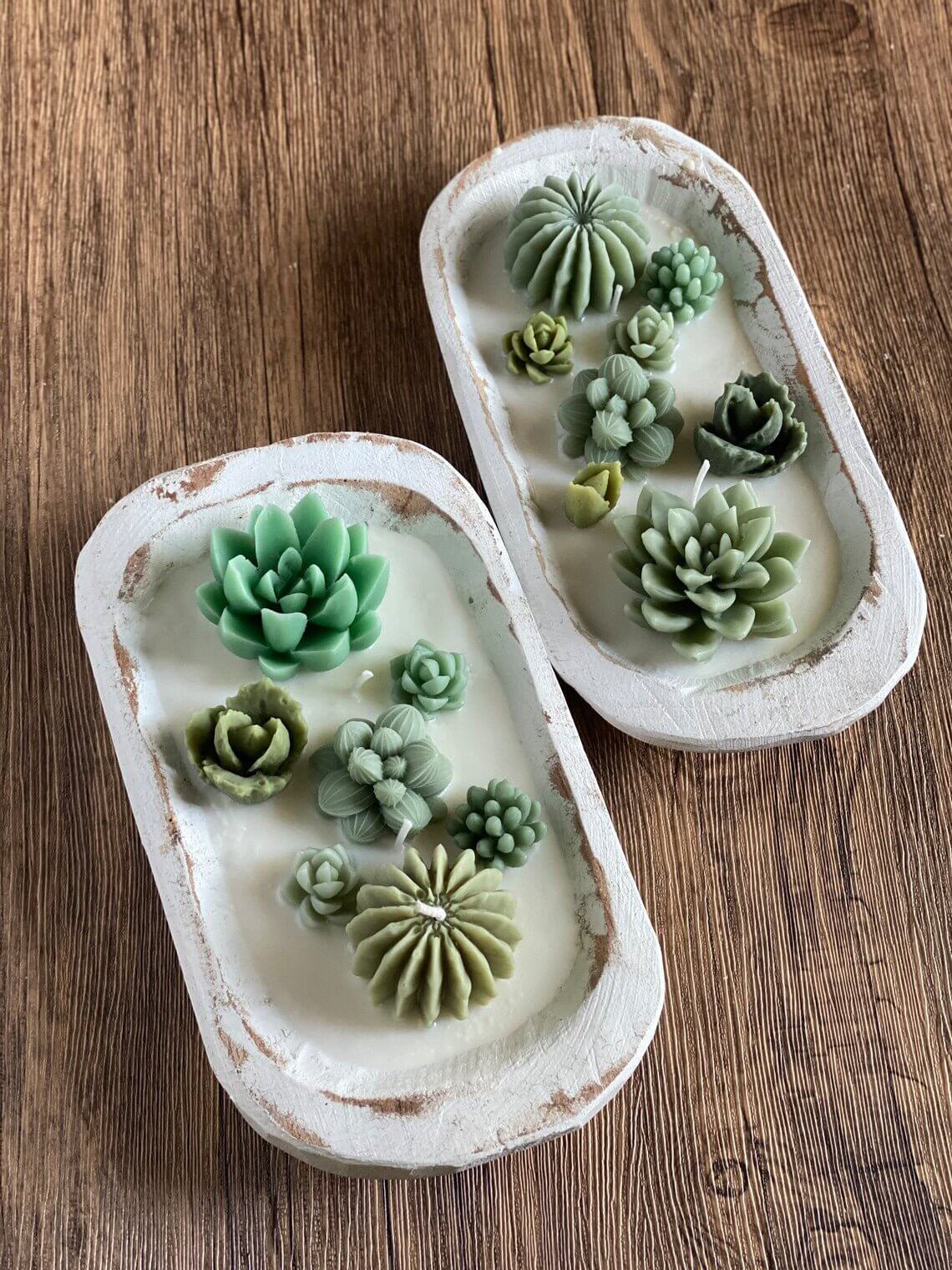 Arizona Dream Cactus Candle in Natural Wood Bowl