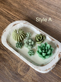 Arizona Dream Cactus Candle in Natural Wood Bowl