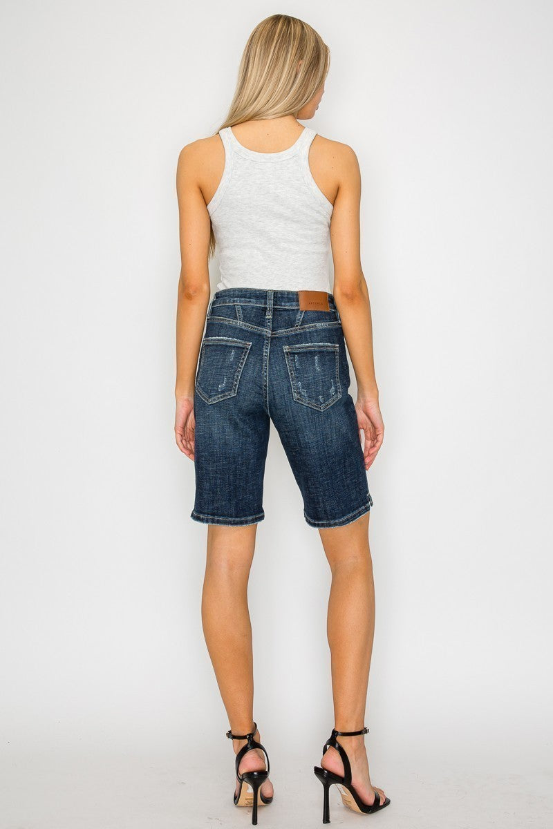 Celeste Dark Wash High Rise Bermuda Jeans-Bermuda Jean Shorts-Reef Love