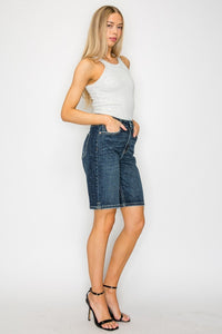 Celeste Dark Wash High Rise Bermuda Jeans-Bermuda Jean Shorts-Reef Love