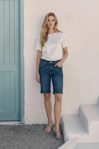 Celeste Dark Wash High Rise Bermuda Jeans-Bermuda Jean Shorts-Reef Love
