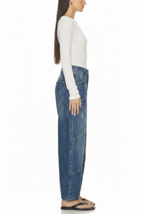 High Rise Relaxed Cropped Barrel Jeans in Medium Wash-Cropped Barrel Jeans-Reef Love