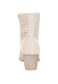 Artisole Woven Pleather Block Heel Boots