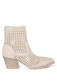 Artisole Woven Pleather Block Heel Boots