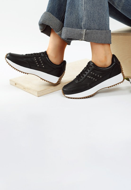 Athion Studded Real Leather Sneakers- Boho Chic Styles by Reef Love