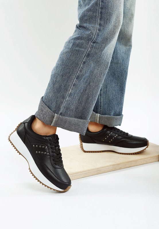 Athion Studded Real Leather Sneakers- Boho Chic Styles by Reef Love
