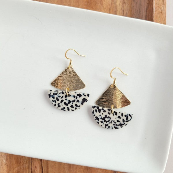 Ava Earrings - Black Dot-Ava Earrings - Black Dot. Our Ava Earrings are a perfect style for a boho-chic look. 18K gold-plated rust resistant hooks. Black & white dot design. 