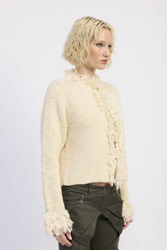 Avalon Fringe Trim Knit Cardigan