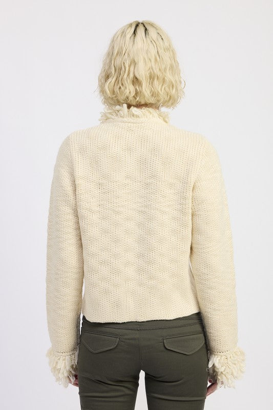Avalon Fringe Trim Knit Cardigan