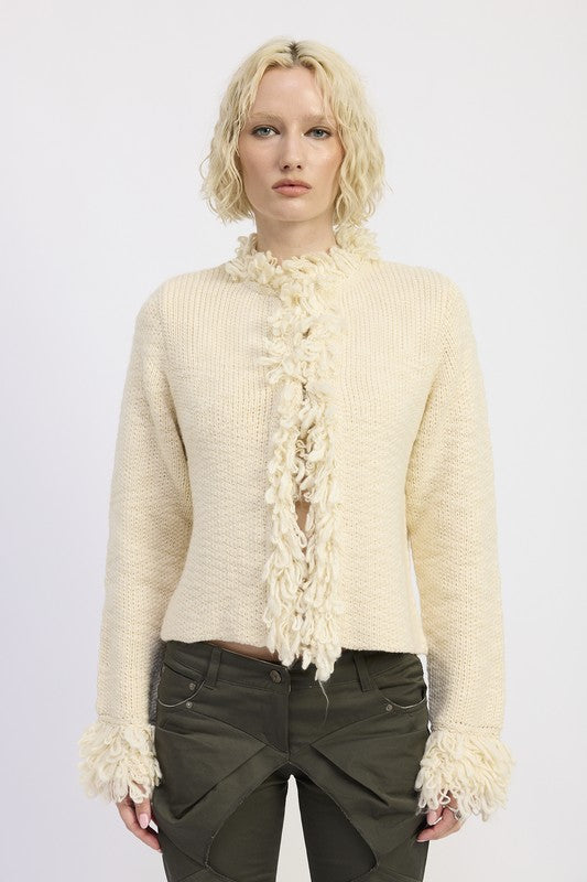 Avalon Fringe Trim Knit Cardigan