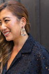 Shop Avery Drop Earrings - Multicolor-Avery Multicolor Drop Earrings with playful mix of soft blues, pinks, yellow, orange, black, and white. Lightweight, artistic, and full of fun personality.-available at Reef Love online boho-chic boutique