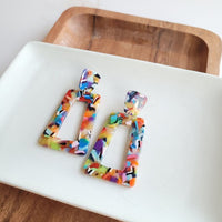 Shop Avery Fiesta Drop Earrings-Avery Fiesta Drop Earrings with bold confetti acrylic charms and 18K gold-plated posts. Lightweight, colorful, and perfect for summer fun and margarita nights.-available at Reef Love online boho-chic boutique
