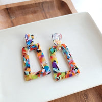 Shop Avery Fiesta Drop Earrings-Avery Fiesta Drop Earrings with bold confetti acrylic charms and 18K gold-plated posts. Lightweight, colorful, and perfect for summer fun and margarita nights.-available at Reef Love online boho-chic boutique