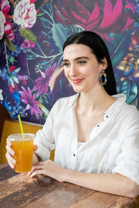 Shop Avery Fiesta Drop Earrings-Avery Fiesta Drop Earrings with bold confetti acrylic charms and 18K gold-plated posts. Lightweight, colorful, and perfect for summer fun and margarita nights.-available at Reef Love online boho-chic boutique