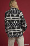 Aztec Print Sherpa Pullover, Charcoal-Reef Love