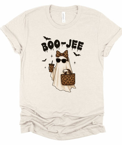 BOOJEE Leopard Halloween Ghost Graphic Tee-BOOJEE Ghost Graphic Tee – Halloween shirt with ghost, bats & leopard print accessories. Soft Bella + Canvas cotton tee, perfect for fall layering.-Reef Love