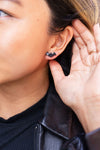 Shop Bat Studs - Black-Black bat stud earrings made from lightweight acrylic with hypoallergenic posts. The perfect spooky accessory for Halloween or fun everyday gothic style.-available at Reef Love online boho-chic boutique