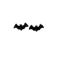 Shop Bat Studs - Black-Black bat stud earrings made from lightweight acrylic with hypoallergenic posts. The perfect spooky accessory for Halloween or fun everyday gothic style.-available at Reef Love online boho-chic boutique
