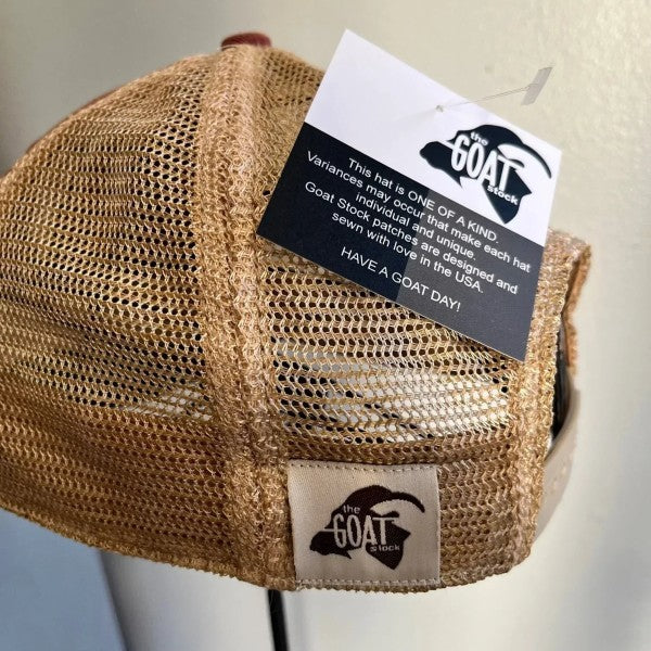 Beach Girl Embroidered Patch Distressed Baseball Cap-Beach Girl Embroidered Patch Distressed Baseball Cap. Distressed Headmost Brand Cap, Tan Mesh, Snapback Closure. Entire cap is soft and superior quality.