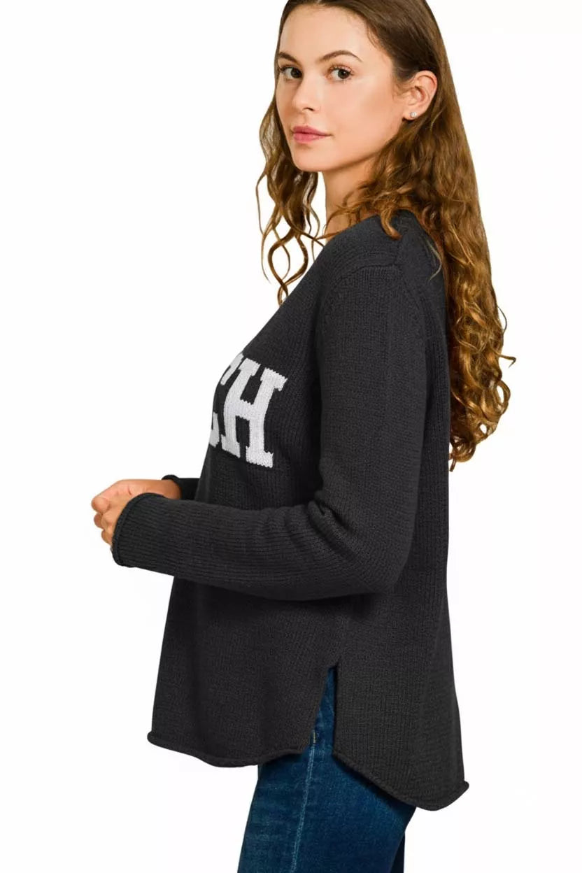 Beach V Neck Sweater, Black