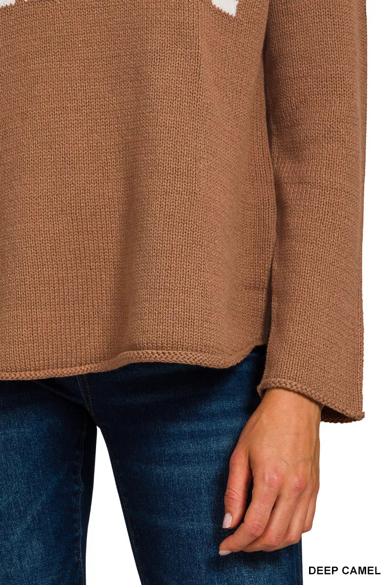 Beach V Neck Sweater, Camel
