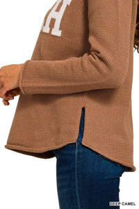 Beach V Neck Sweater, Camel