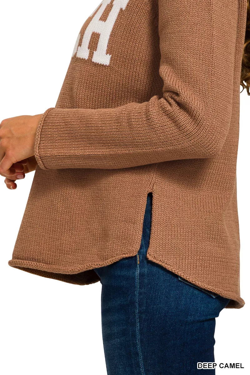 Beach V Neck Sweater, Camel