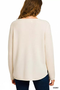Beach V Neck Sweater, Ivory