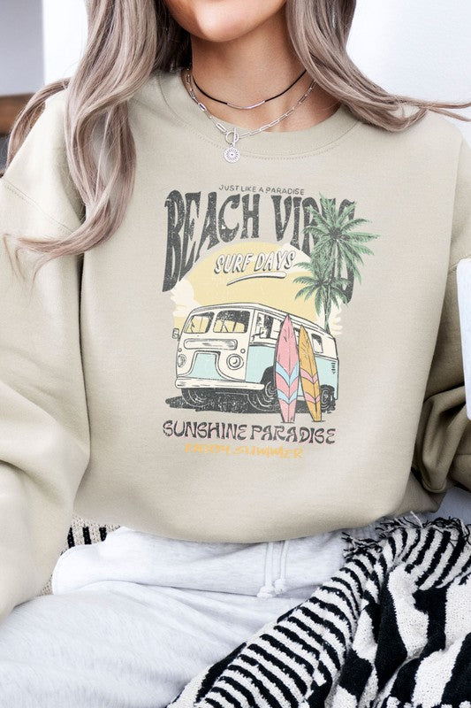 beach vibes graphic sweatshirt vintage