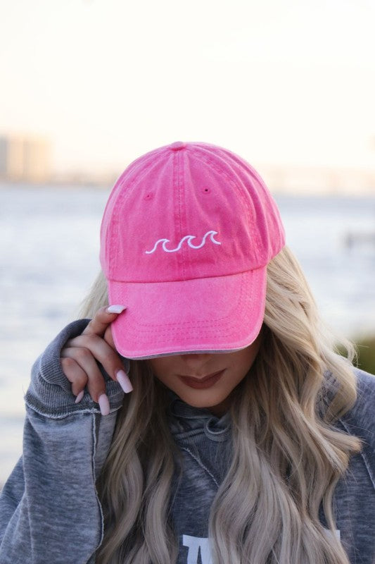 Beach Waves Embroidered Summer Baseball Cap-Ocean and 7th-Reef Love