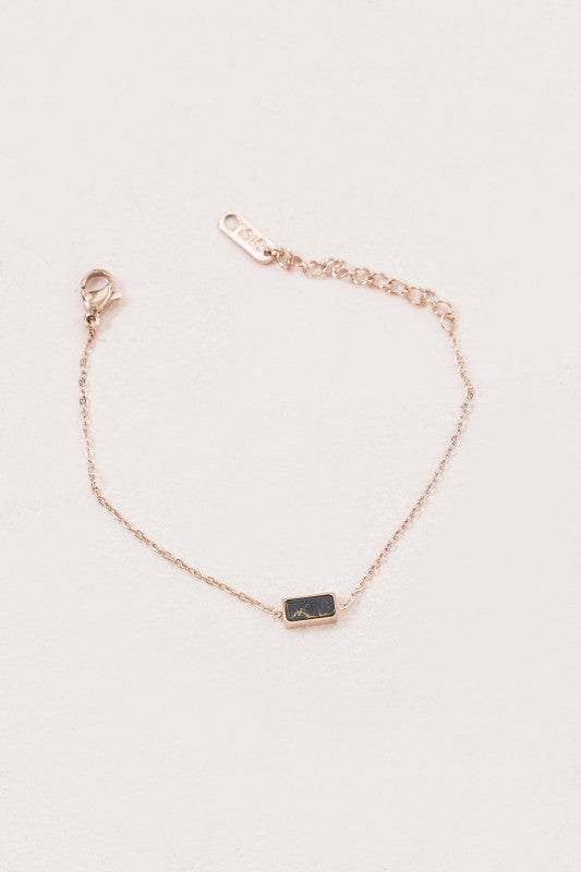 Beaming Bar Stone Bracelet | Rose Gold (14K)-Lovoda-Reef Love