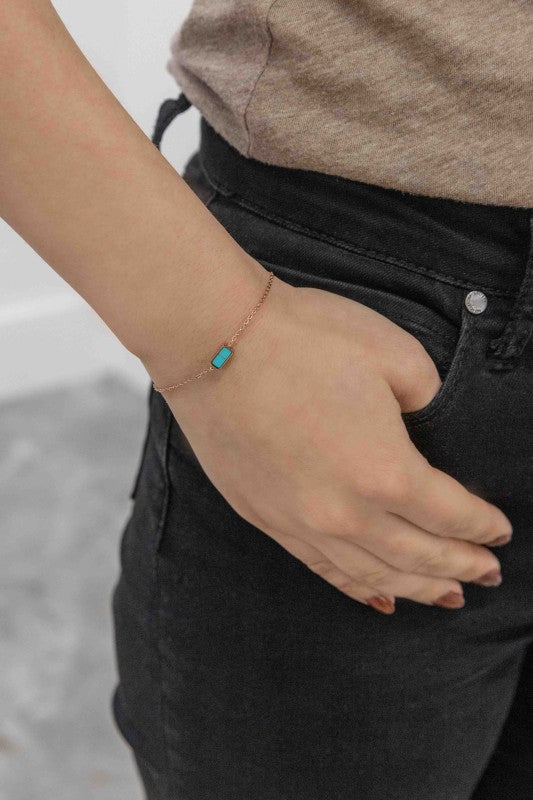 Beaming Bar Stone Bracelet | Rose Gold (14K)-Lovoda-Reef Love