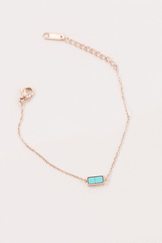 Beaming Bar Stone Bracelet | Rose Gold (14K)-Lovoda-Reef Love