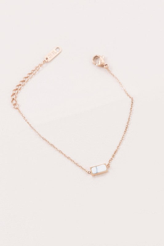 Beaming Bar Stone Bracelet | Rose Gold (14K)-Lovoda-Reef Love