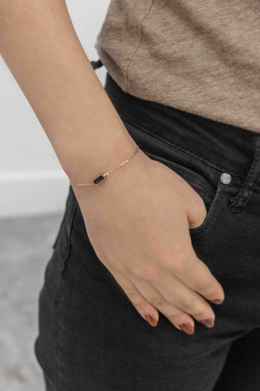 Beaming Bar Stone Bracelet | Rose Gold (14K)-Lovoda-Reef Love