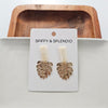 Shop Belize Earrings - Gold Monstera-Lightweight gold monstera leaf earrings with shimmery neutral acrylic studs. Tropical-inspired and hypoallergenic—perfect for everyday or resort-ready style.-available at Reef Love online boho-chic boutique